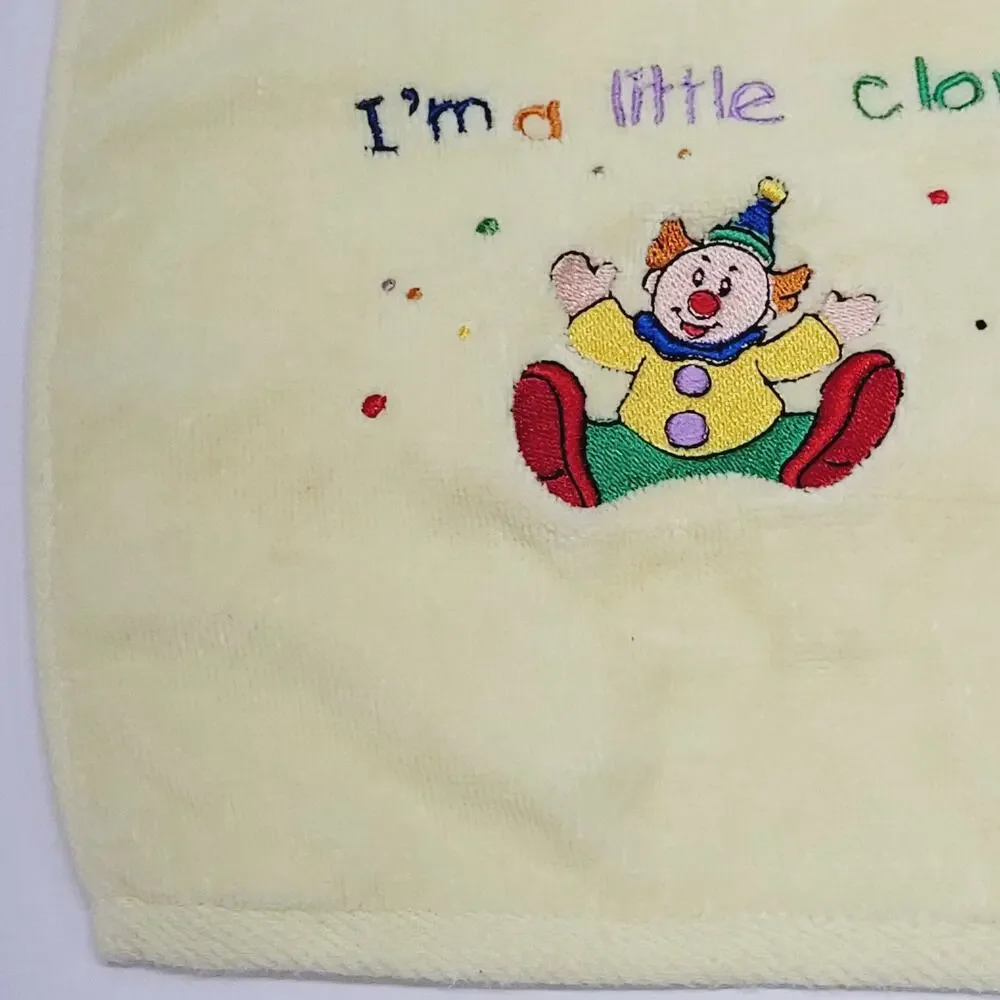 Vtg Luv N' Care Terrycloth Towel Clown Embroidered Baby Bib Unisex Fun Colorful